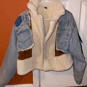 Stylish Denim/Shearling style crop jacket.